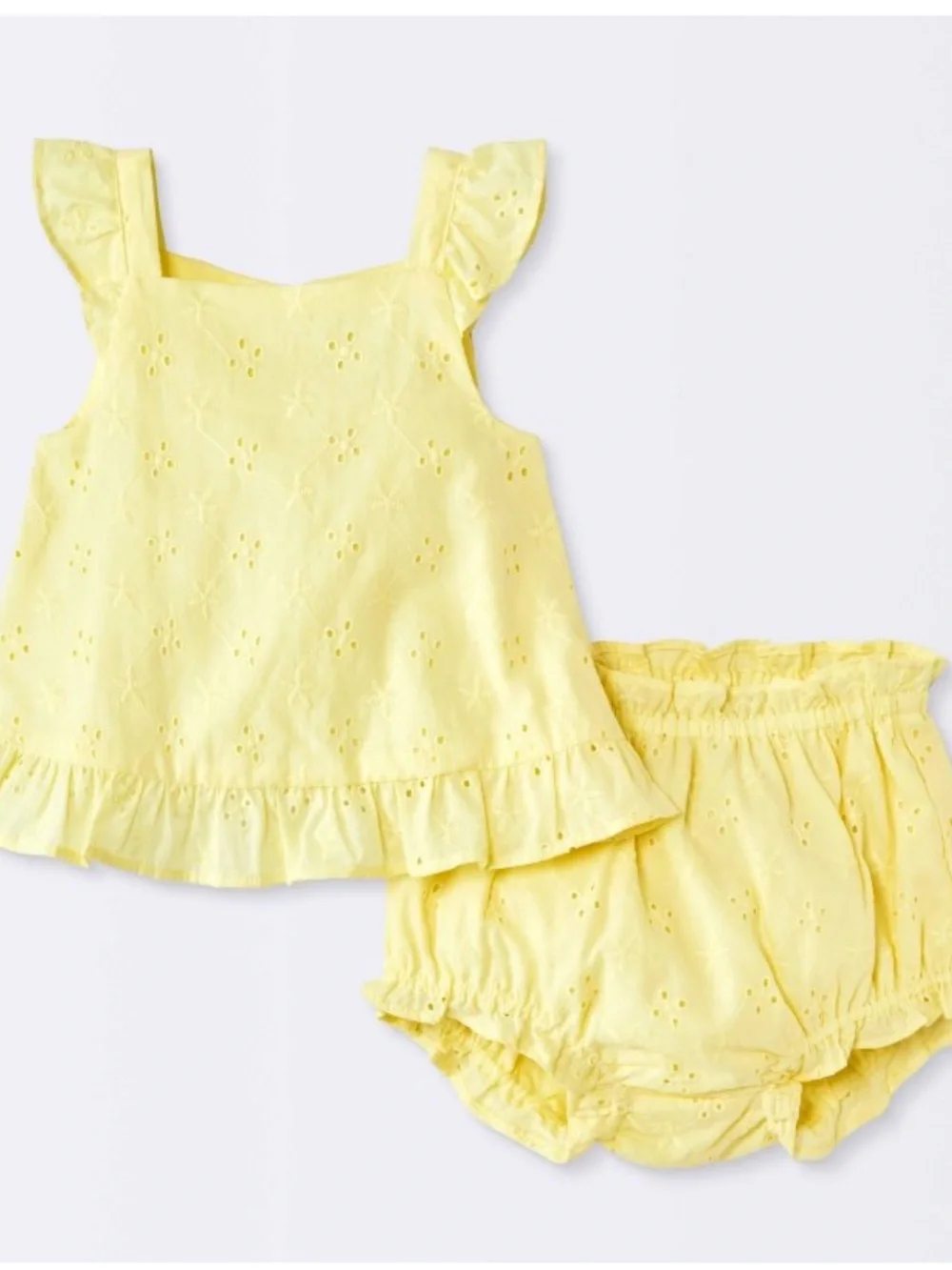 Cloud island Baby Girls Yellow Eyelet Ruffle Top & Bloomers Set 0-3 months